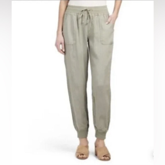 C&C California Pants Joggers Cargo Linen Olive Green Sage Pockets Extra Large - Picture 1 of 12